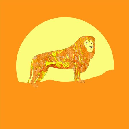Lion waves in sunsetのイラスト素材