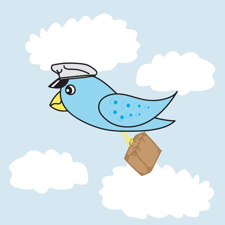 Blue bird in the sky fly to vacationのイラスト素材