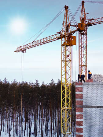 shows construction cranes