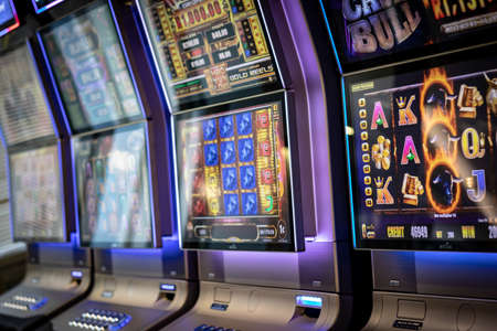 Closeup of a gambling machineのeditorial素材