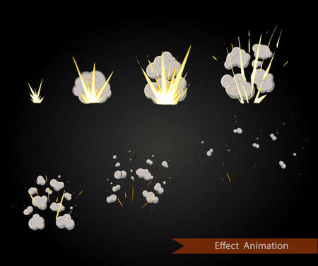 Vector effect. Effect for game. Explode effect animation. Cartoon explosion framesのイラスト素材