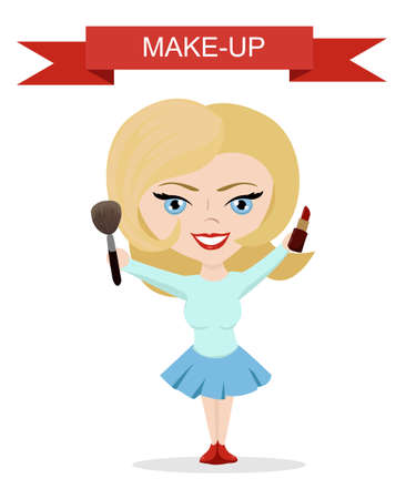 Vector illustration for cosmetic design.Make-up artist objects. Beauty style. Beauty blogger  .Make up backgroundのイラスト素材