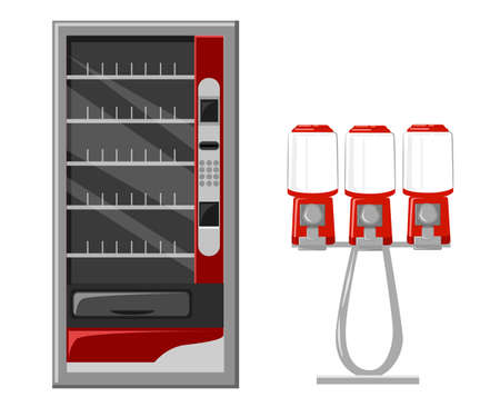 Vending machine vector Illustration flat Design Elements. Vector Gumball machine illustrationのイラスト素材