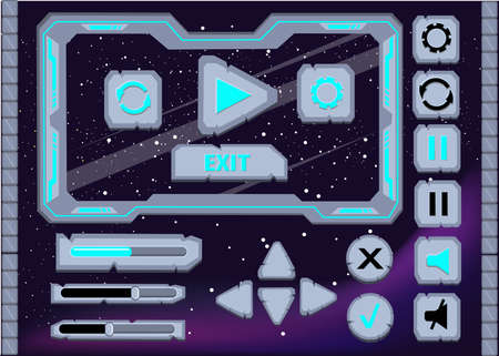 Interface game design user interface Interface buttons set for space games or apps ui.のイラスト素材