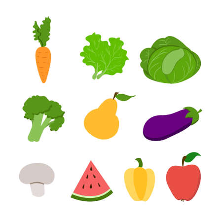 fruit and vegetables Food set. Healthy food. Cookingのイラスト素材