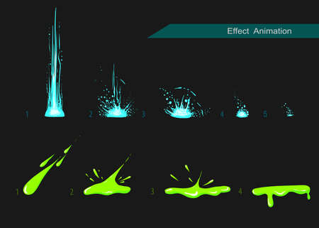 Vector effect. Effect for game. Explode effect animation. Cartoon explosion framesのイラスト素材