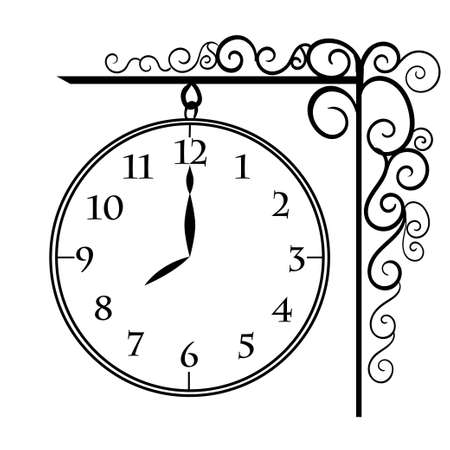 Vector vintage clocks Black wall clock vector isolated.のイラスト素材