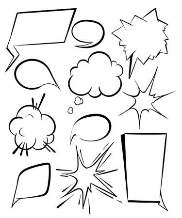 Set of comic bubbles and elements with halftone shadows. Stickers of speech bubbles vector set. Blank empty speech bubbles for infographics vector illustrationのイラスト素材