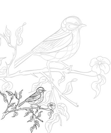 Hand drawn ink pattern. Coloring book for adult.のイラスト素材