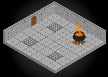 Isometric trap for game. Traps set. Set for game. Game landscape.のイラスト素材