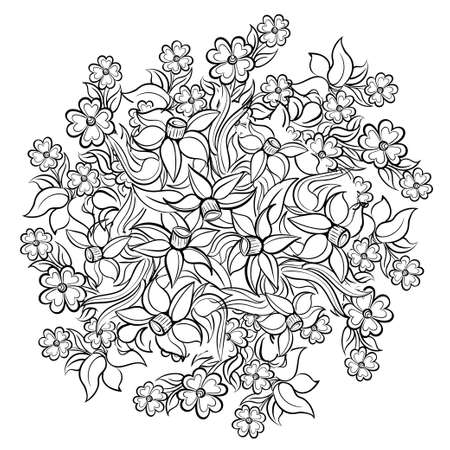 ink pattern. Coloring book for adult.のイラスト素材