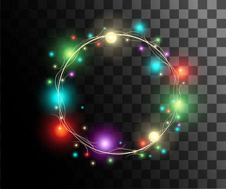 Glow isolated white transparent effect, line, sun flash, spark and stars. For illustration template art design, banner for Christmas celebrate, magic flash energy ray electric garlandのイラスト素材