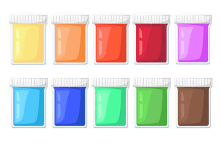 Paint Tubes Set Vector Illustration Cartoon Art materials icons set easel paint palette.のイラスト素材