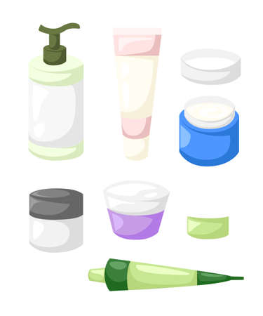 Vector collection creame tube isolated on whiteのイラスト素材