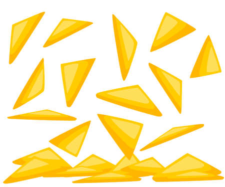 Nachos Chips With Traditional Mexican Cuisine Dish Food Item From Cafe Menu Vector Illustration.のイラスト素材