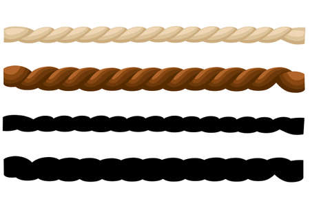 Different thickness ropes isolated on white, vector illustration.のイラスト素材
