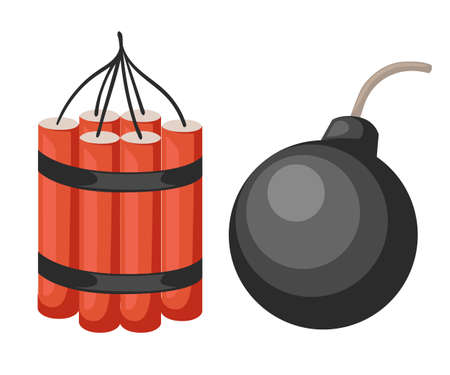 Bomb explosion cartoon style vector background isolated.のイラスト素材