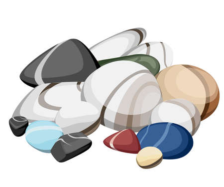 Vector Illustration Rock stone cartoon Set of different boulders Natural sea spa rock material game art.のイラスト素材