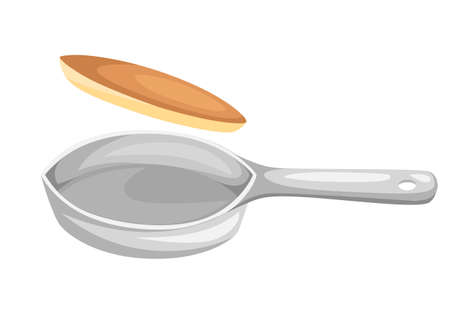 Vector illustration pan pancakes Cartoon pancakes on a pan for breakfast.のイラスト素材