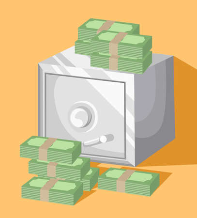 Metal bank safe vector icon. Concept of the icon safe shadow Saving dollar Flat design style vector illustrationのイラスト素材