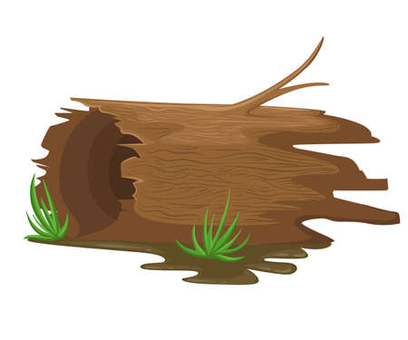 Cartoon wood log Flat design style vector illustrationのイラスト素材