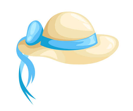 Cartoon women summer hat Flat design style vector illustrationのイラスト素材