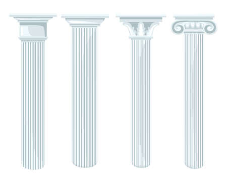 Column icon set for interiors Flat design style vector illustrationのイラスト素材