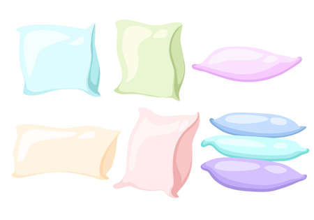 Pillow icon set for interiors Flat design style vector illustrationのイラスト素材
