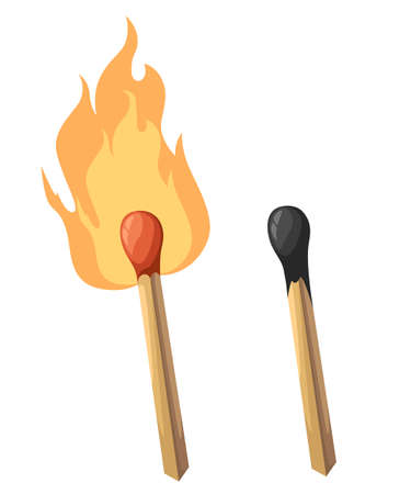 Match fire icon set for interiors Flat design style vector illustration.のイラスト素材