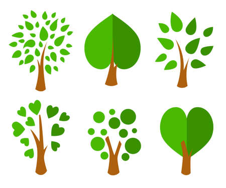 Trees. Collection of design elements. Icons set. vector illustrationのイラスト素材