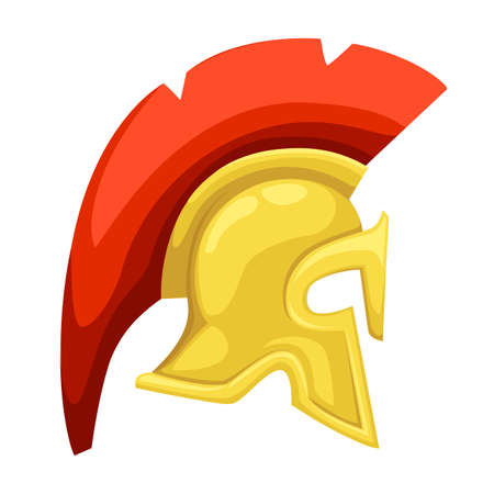 Ancient helmet Spartan helmet Isolated illustration Greek Warrior versus Trojan Soldier.のイラスト素材