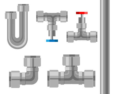 Pipes vector icons isolated. industry metalic pipes vector illustration isolated on white background Web site page and mobile app design vector elementのイラスト素材