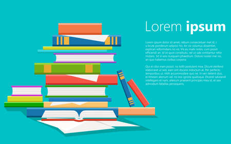 Stack of books vector illustration. Pile of books isolated from background. Stack of colored books icon. Web site page and mobile app design vector element.のイラスト素材