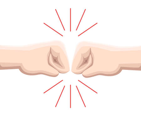Two fists are against each other in readiness to hit. Web site page and mobile app design vector elementのイラスト素材