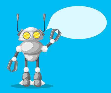 Friendly Android Robot Character With Two Antennas Cartoon Illustration Flat design, vector illustration, vector. Web site page and mobile app design vector elementのイラスト素材