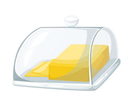 Butter on cutting board isolated photo-realistic vector illustration Web site page and mobile app design vector elementのイラスト素材