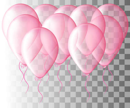 Set of pink balloon isolated in the air . Frosted party balloons for event design. Party decorations birthday, anniversary, celebration, wedding. Balloon vector. Web site page and mobile app designのイラスト素材