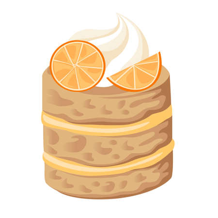 Colorful sweet cakes slices pieces isolated on white background. Set of cakes. Vector illustration Web site page and mobile app design vector elementのイラスト素材