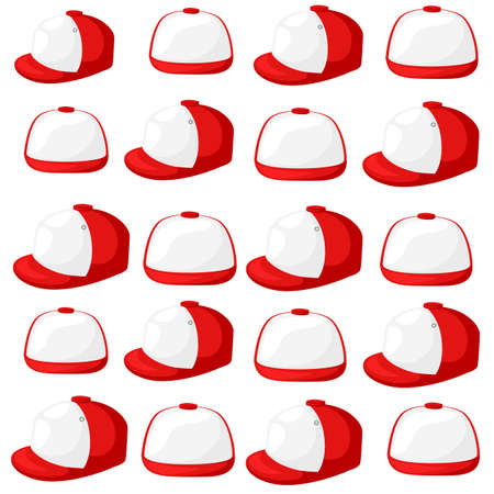 Baseball cap black and white templates, front, side, back views set, vector illustration isolated on white backgroundのイラスト素材