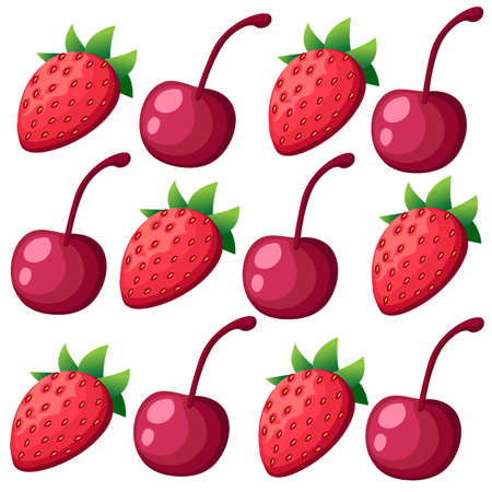 Seamless pattern with various berries website page and mobile app design vector illustrationのイラスト素材