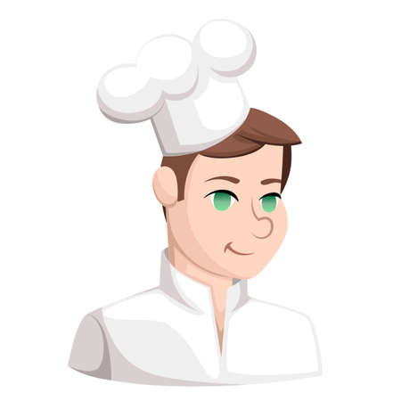Chef Cook Serving Food Realistic Cartoon Character Design Isolated Vector Illustrator Web site page and mobile app design.のイラスト素材