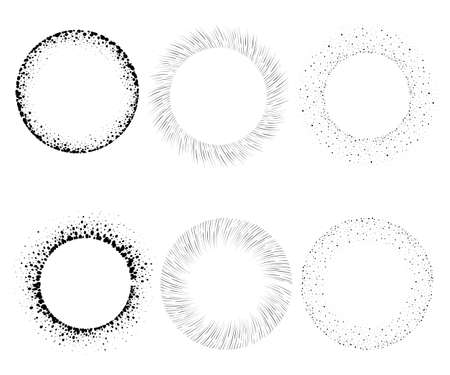 Set of black paint, ink brush strokes, brushes, lines. Dirty artistic design elements.Texture text box set Hand drawn banner, label, frame shapes Black textured design elements. Grungy scratch effect.のイラスト素材