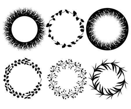 Set of black paint, ink brush strokes, brushes, lines. Dirty artistic design elements.Texture text box set Hand drawn banner, label, frame shapes Black textured design elements. Grungy scratch effect.のイラスト素材