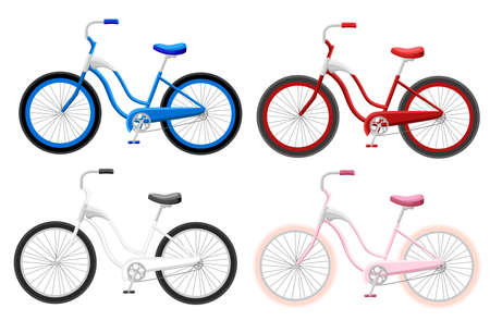 A collection of vector realistic bicycles Bicycle set design flat isolated Web site page and mobile...