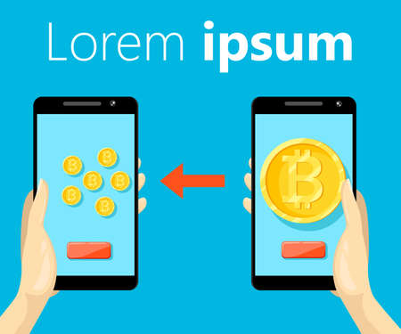 Golden bitcoins icon for cryptocurrency, virtual currency, digital money, ecash Web site page and mobile app design Vector illustrationのイラスト素材