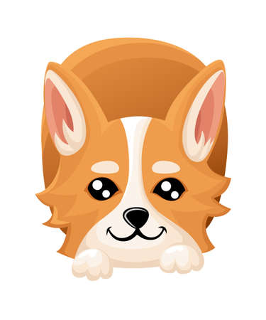 Vector illustration of cute dog Welsh Corgi. Nice puppy for greeting card, pet shop or veterinary clinics. Dog Welsh Corgi standing Web site page and mobile app design elementのイラスト素材