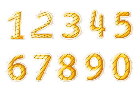 Numbers colourful set in vintage style. Vector elements illustration template for web design or greeting card Vector illustration. Web site page and mobile app.のイラスト素材