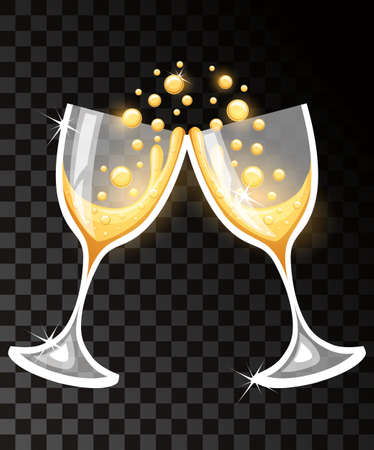 Two glasses of champagne illustration.のイラスト素材