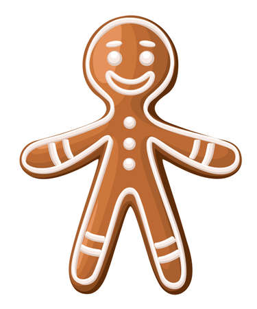 Christmas gingerbread man cookie. Isolated on white background. Holiday vector Illustration. Website page and mobile app designのイラスト素材