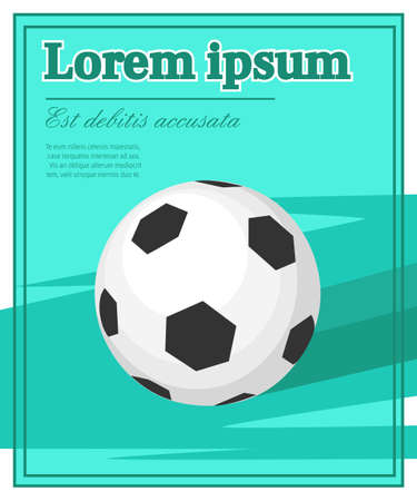 Classic black and white soccer ball vector illustration with place for your text isolated on colored backgroundのイラスト素材
